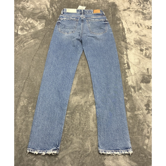 American Eagle Jeans Womens 000 Blue Super High Rise Straight Distressed - Picture 5 of 12